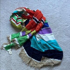 Kate Spade Colorful Striped Large Rectangle Scarf Shawl NWOT